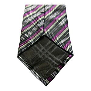 Burberry Black and Purple Striped Tie - 100% Silk. New Vintage